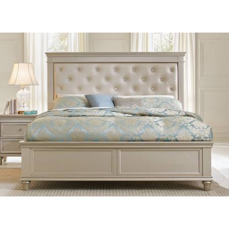 Celandine Upholstered Queen Bed - Silver